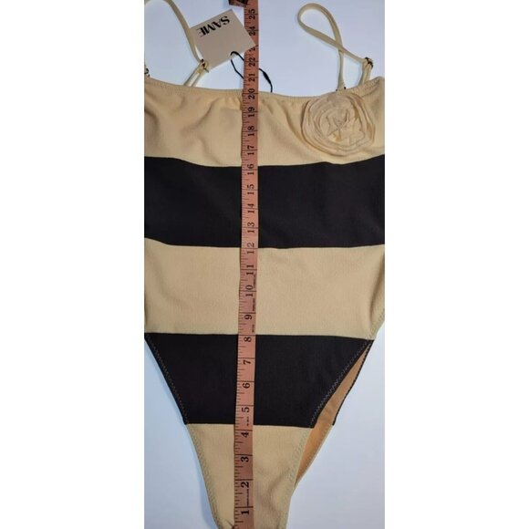SAME Los Angeles One Piece Swimsuit Womens Color Suede Cream/Black Size Large - Picture 5 of 9